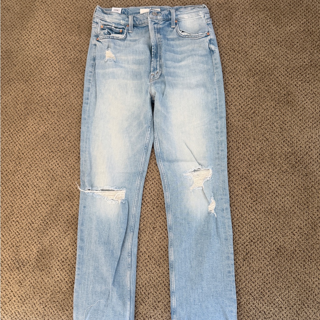 Mother Light Blue Distressed Women Jeans